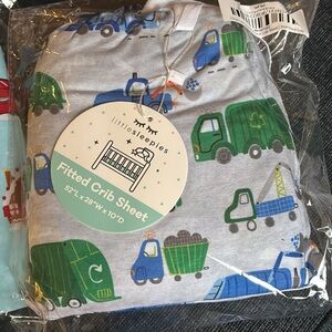 Little Sleepies Gray Fitted Crib Sheet with Colorful Trucks